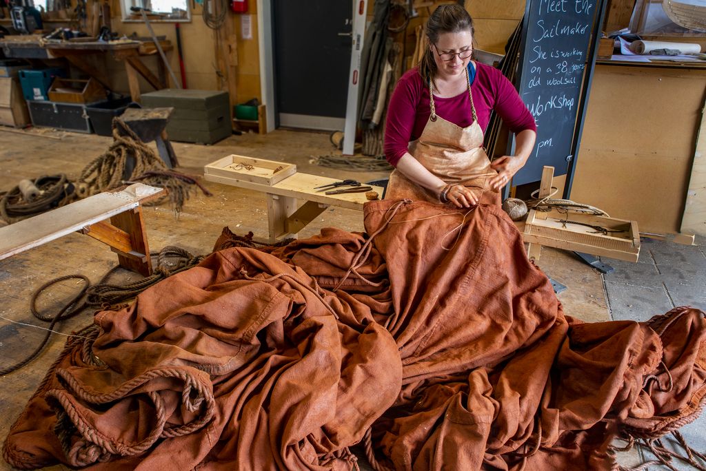  Meet the sailmaker at the Viking Ship Museum during the summer when the old woollen sails are being inspected.