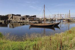 Viking ship reconstructions in the Museum Harbour. Photo Werner Karrasch