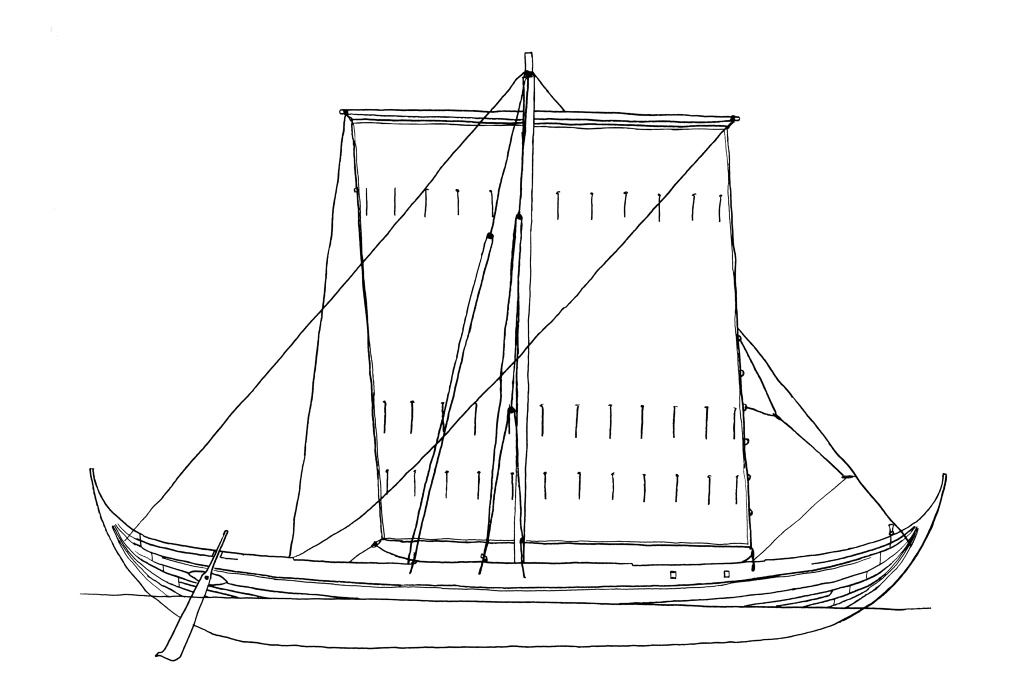 Схематический рисунок корабля викингов