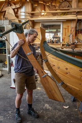 Faroese Tíggjumannafar built in 2024. Photo: Werner Karrasch / Copyright Viking Ship Museum in Roskilde. Faroese Tíggjumannafar built in 2024. Photo: Werner Karrasch / Copyright Viking Ship Museum in Roskilde.